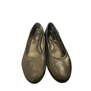 Born Yara Flats Women's Slip On Leather Black Comfort Size 7 Round Toe